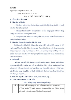 Giáo án Mĩ thuật 3 - Tuần 11, Bài 6: Trò chơi thú vị (Tiết 1) - Năm học 2022-2023