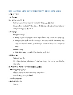 Giáo án Tin học 3 - Bài 15: Công việc được thực hiện theo điều kiện