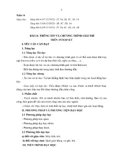 Giáo án Tin học 3 - Tuần 14, Bài 14: Thông tin và chương trình giải trí trên Internet - Năm học 2022-2023