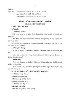 Giáo án Tin học 3 - Tuần 16, Bài 16: Thông tin của em và gia đình trong môi trường số - Năm học 2022-2023