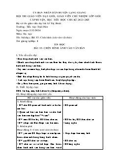 Giáo án Tin học 4 - Bài 15: Chèn hình ảnh vào văn bản - Năm học 2024-2025 - Lê Thị Hoài