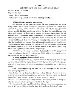 Giúp học sinh học tốt phân môn Tập đọc nhạc