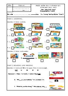 Ma trận Đề kiểm tra cuối học kì I Tiếng Anh 4 - Năm học 2022-2023 - Trường Tiểu học Thị trấn Vôi số 2 (Có đáp án + File nghe)