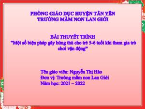 Một số biện pháp gây hứng thú cho trẻ 5-6 tuổi khi tham gia trò chơi vận động