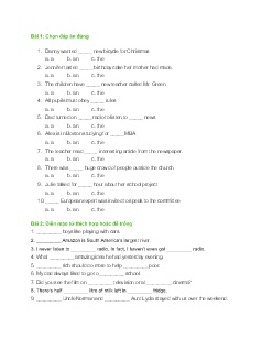 Tài liệu ôn tập Tiếng Anh - Phần: Mạo từ a, an, the